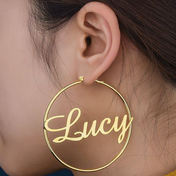 LeCalla Personalized Customized 925 Sterling Silver Name Click-Top Hoop Earrings for Women Teen