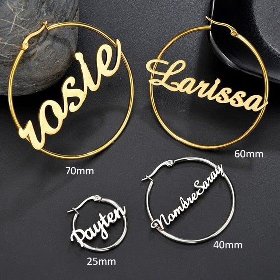 LeCalla Personalized Customized 925 Sterling Silver Name Click-Top Hoop Earrings for Women Teen