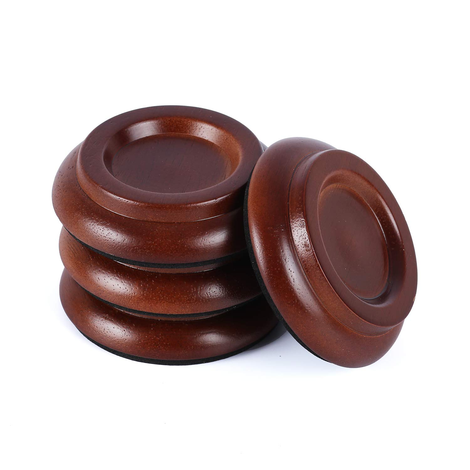 Hardwood Piano Caster Cups Floor Protector Solid Caster for Upright Piano Non-Slip & Anti-Noise Foot Pad, (Brown) - Set of 4