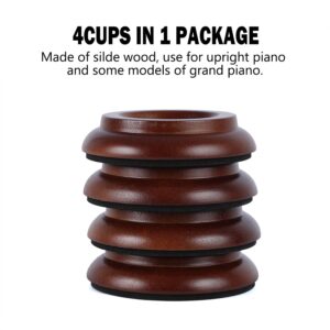 Hardwood Piano Caster Cups Floor Protector Solid Caster for Upright Piano Non-Slip & Anti-Noise Foot Pad, (Brown) - Set of 4