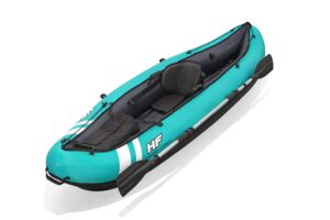 bestway hydroforce ventura kayak 1 person set, inflatable boat set with hand pump, paddle and storage bag, multiple styles, light blue