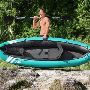 Bestway Hydroforce Ventura Kayak 1 Person Set, Inflatable Boat Set with Hand Pump, Paddle and Storage Bag, Multiple Styles, Light Blue