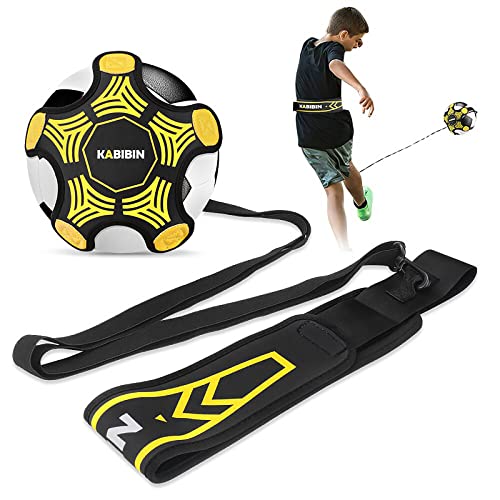 Kabibin Soccer Ball/Volleyball Training Equipment, Solo Soccer Kick Trainer for Kids Adults, Soccer Practice Aid Bungee Waist Belt (Yellow)