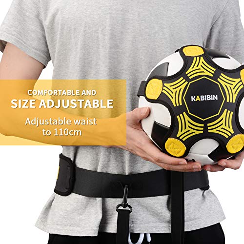 Kabibin Soccer Ball/Volleyball Training Equipment, Solo Soccer Kick Trainer for Kids Adults, Soccer Practice Aid Bungee Waist Belt (Yellow)