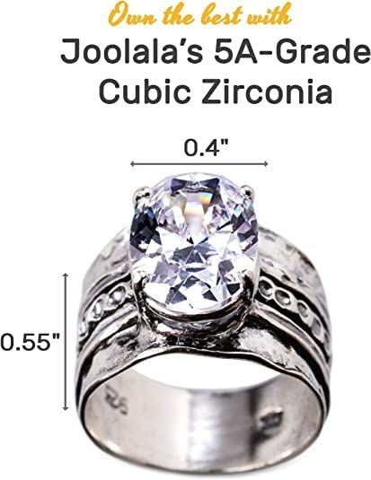 Joolala Cubic Zirconia Sterling Silver Women's Ring - 925 Silver Ring for Woman - Faceted Cubic Zirconia CZ Cut, Prongs Setting, Anniversary Engagement Ring (7)