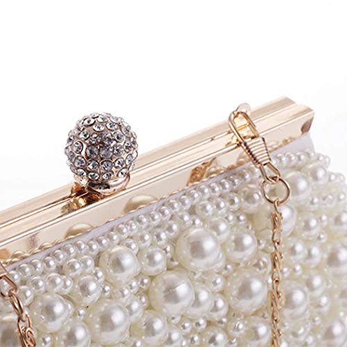 Montip Lynn Evening Wedding Clutch Handbag Pearl Bag Dress Dinner Bag Small Purse Bridesmaid Handbag White