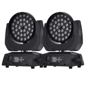 Samger 2 Pack 360W 16CH RGBW Moving Head Light DMX512 Adjustable Pan and Tilt LED Moving Head Spot Light DJ Light Rotating Stage Effect Lamp for Ceremony Club Party Disco Music Shows