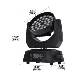 Samger 2 Pack 360W 16CH RGBW Moving Head Light DMX512 Adjustable Pan and Tilt LED Moving Head Spot Light DJ Light Rotating Stage Effect Lamp for Ceremony Club Party Disco Music Shows