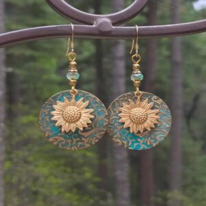 la luen Sunflower Dangle Earrings,Boho Fashion Elegant Vintage Round Ethnic Hook Earrings for Women (Bohemian style)