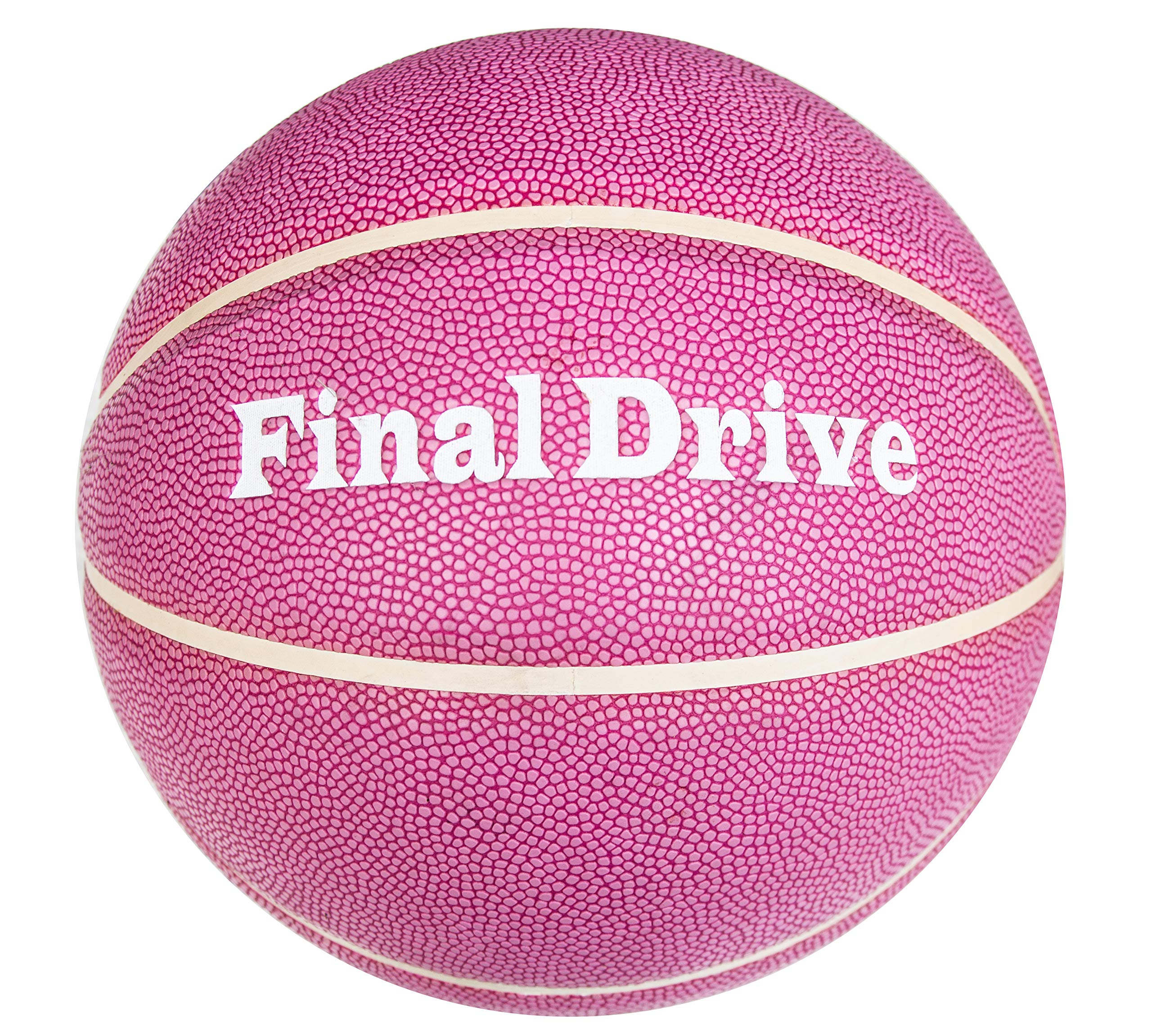 Final Drive Pink Leather Girls Basketball Size 5 (27.5") with Pump and 2 Needles – Kids Indoor Outdoor Basketball – Youth Size Composite Leather Ball for Girls, Boys, Beginners