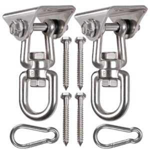 waremaid 2 pack heavy duty 360° swivel swing hanger, stainless steel swing hook for ceiling wooden swing set bracket, punching bag hanger for playground gym rope hammock chair swing, 1200 lb load