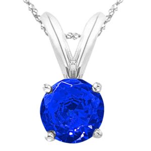 2/3 carat platinum round sapphire 4 prong solitaire pendant necklace (aaa quality) w/ 16" gold chain