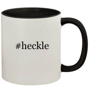 Knick Knack Gifts #heckle - 11oz Ceramic Colored Handle and Inside Coffee Mug Cup, Black