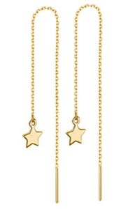 wanggao stainless steel gold color cute star dangle earrings long chain tassel earrings pentagram threader earrings woman's jewelry…