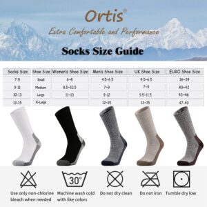 Ortis Men's Cotton Cushion Crew Socks Moisture Wicking Breathable Thick Warm Thermal for Athletic Heavy Duty Work Boot(Coffee L)