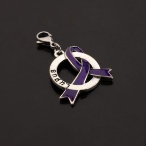 Lupus Disease Purple Ribbon Clip-on Charm/Necklace Lupus Awareness Gift Purple Awareness Lupus Survivor Jewelry (Lupus Clip-on Charm)