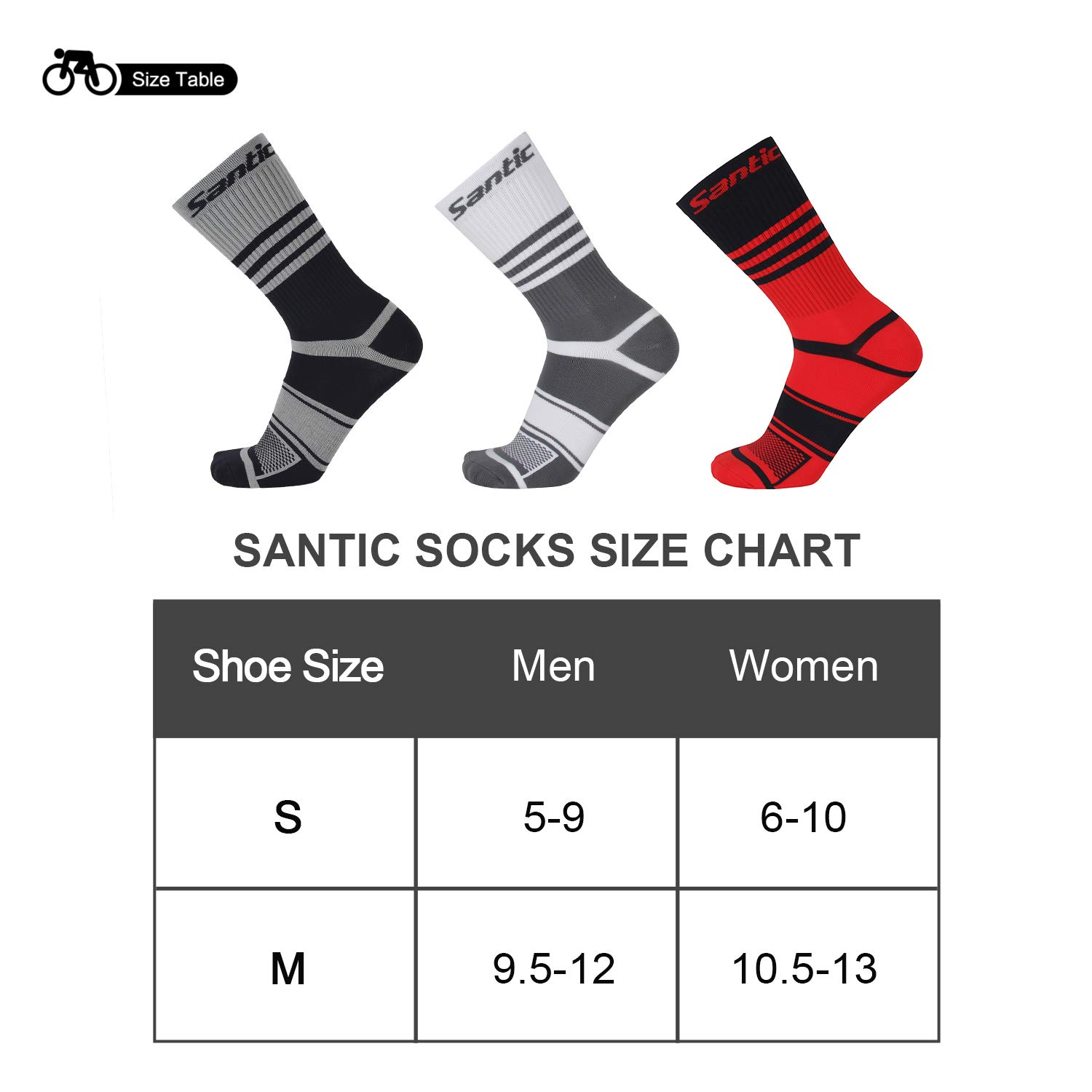 Santic Cycling Socks for Men & Women Running Hiking Soccer Socks Crew Athletic Anklets