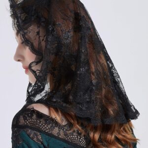 Lace Church Veil Headcovering Latin Mass (Elegant Black)