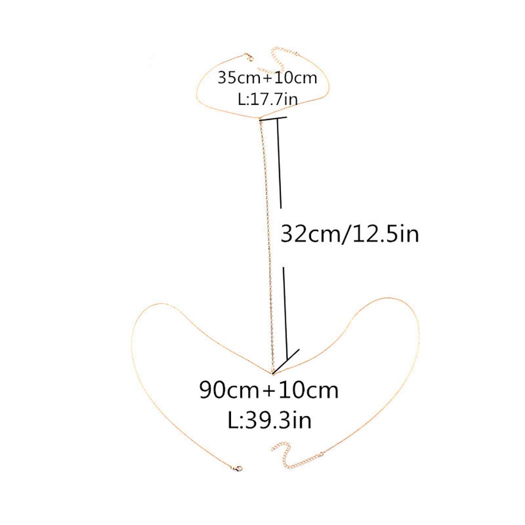 Bomine Rhinestone Body Chain Bra Crystal Bikini Body Jewelry Necklace Bikini Sexy Chains for Women and Girls (Gold)