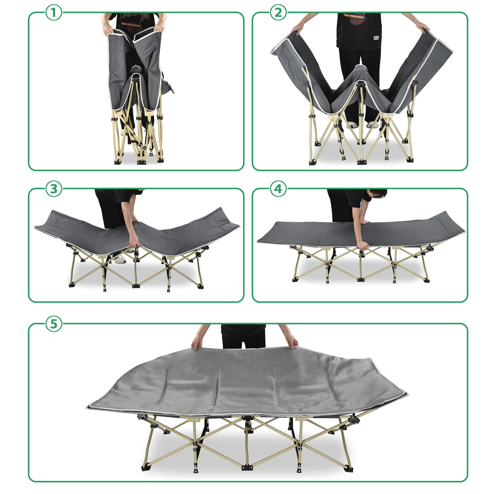 Yescom Outdoor Collapsible Camping Cot Folding Tent Bed with Carry Bag Potable for Travel Hunting Patio Home Office Rest