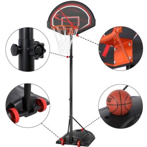 Topeakmart 7-9ft Portable Basketball Hoops & Goals Removable Youth Basketball Hoop System Stand for Youth Outdoors Indoor Play Height Adjustable