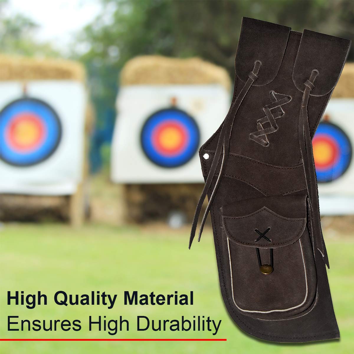 UNIVERSE ARCHERY Arrow Quiver | Genuine Suede Leather Arrow Holder | Traditional H-Grade Handmade Quiver for Hunting & Archery Sports | Lightweight & Comfortable | Brown (39cm/15.50 Inches)