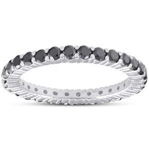 1 ct black diamond eternity ring 14k white gold - size 6.5