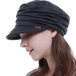 FGSS Cotton-Cancer Headwear for Women Patients Chemo Slouchy Beanie (Black+Grey 2pc)