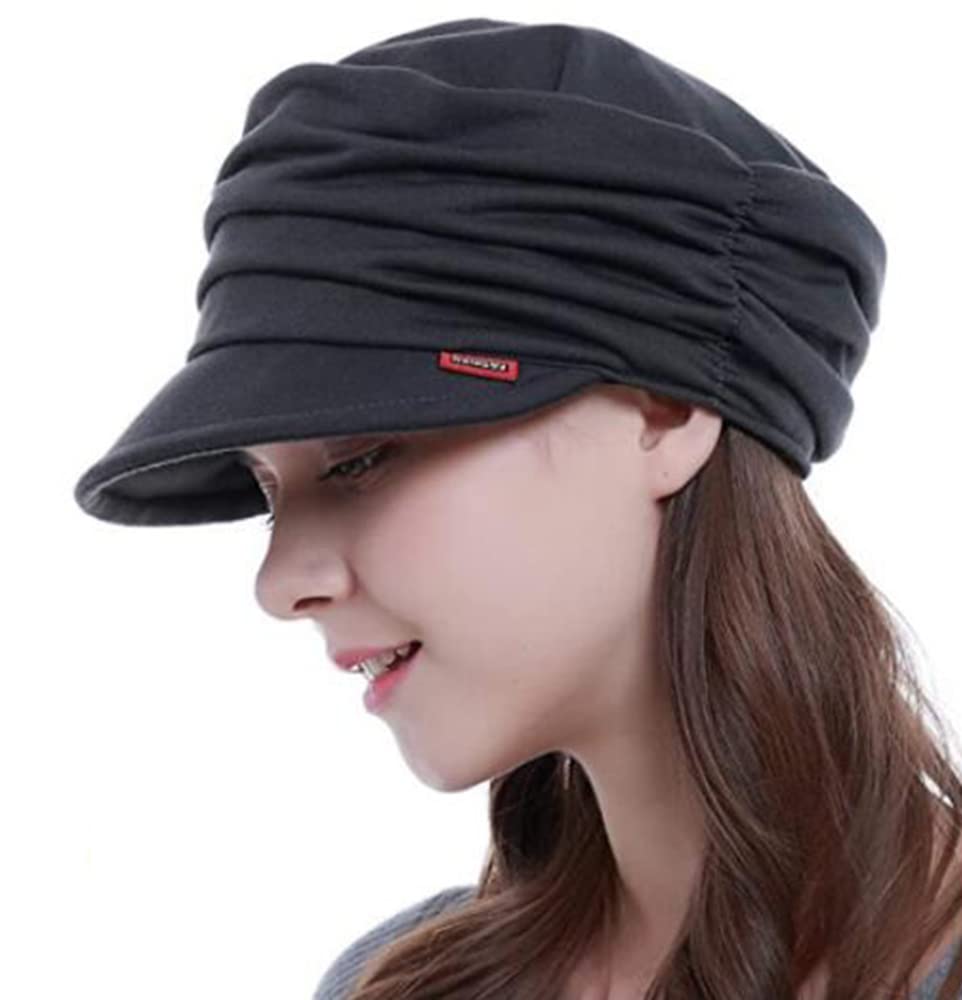 FGSS Cotton-Cancer Headwear for Women Patients Chemo Slouchy Beanie (Black+Grey 2pc)