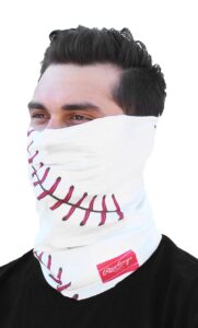 rawlings multi-functional face, neck and head gaiter - white baseball stitched