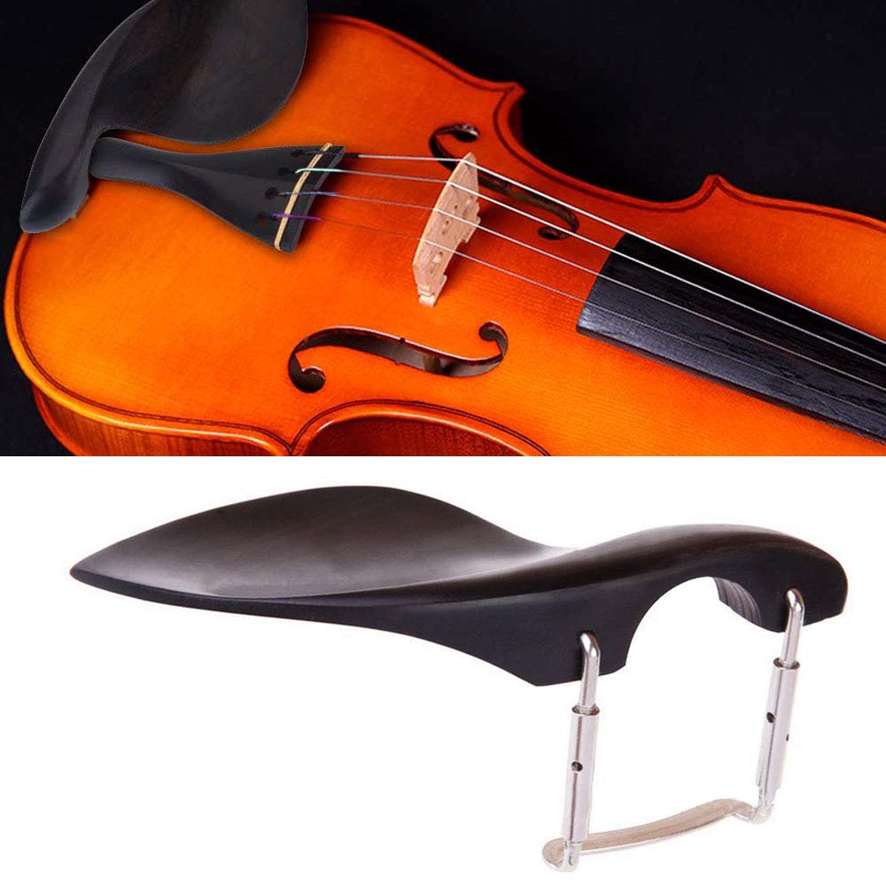 Jiayouy Violin Ebony Chin Rest with Standard Bracket for 4/4 Violin - Center Mount