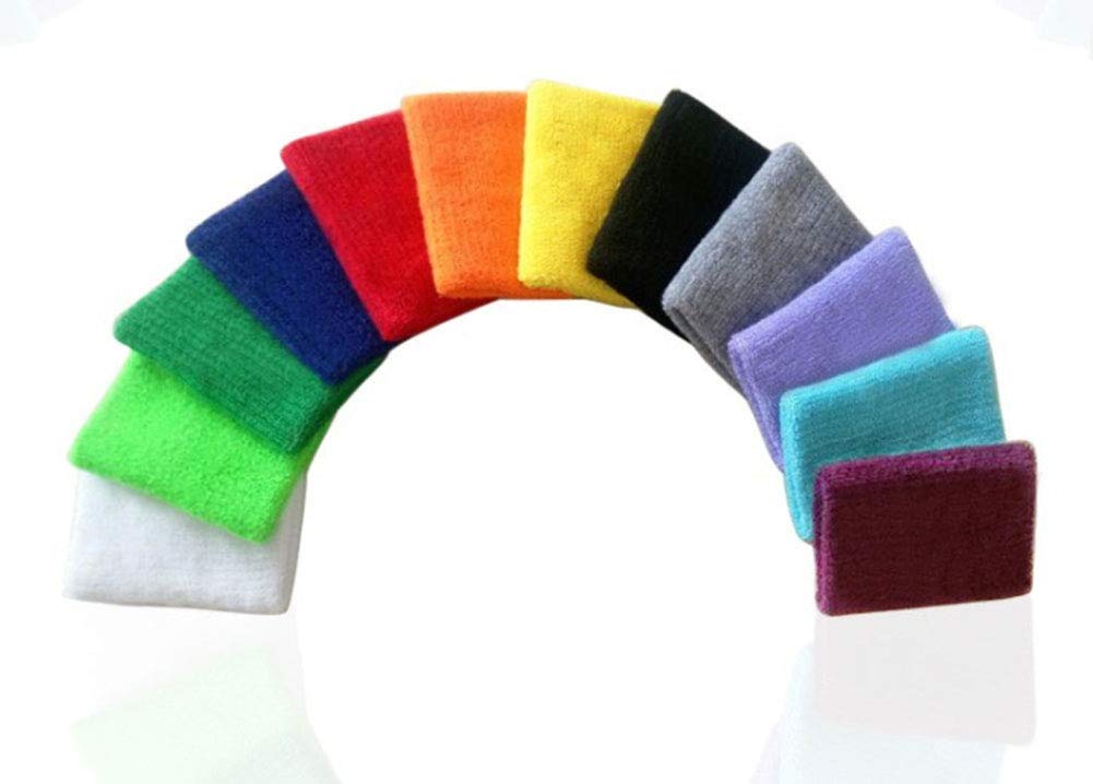 WOIWO 12 PCS Color Cotton Sweat Absorbent Sports Towel Wristband Basketball Badminton Fitness Cycling Knitted Wristband Cotton Wristband