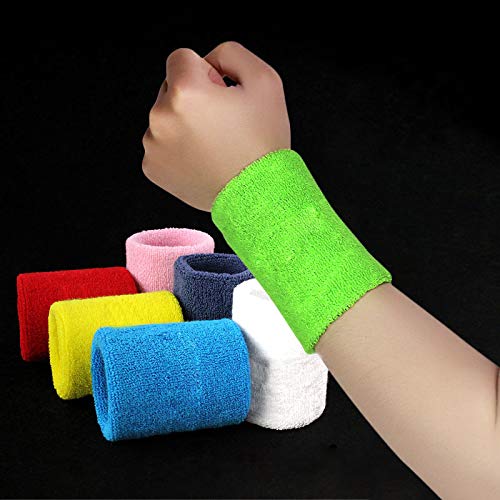 WOIWO 12 PCS Color Cotton Sweat Absorbent Sports Towel Wristband Basketball Badminton Fitness Cycling Knitted Wristband Cotton Wristband