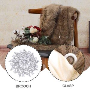 GORAIS Women's Wedding Faux Fur Shawls and Wraps Bridal Fur Scarf Stoles with Brooch for Bride and Bridesmaids (US 4-14(S-M), A Brown)