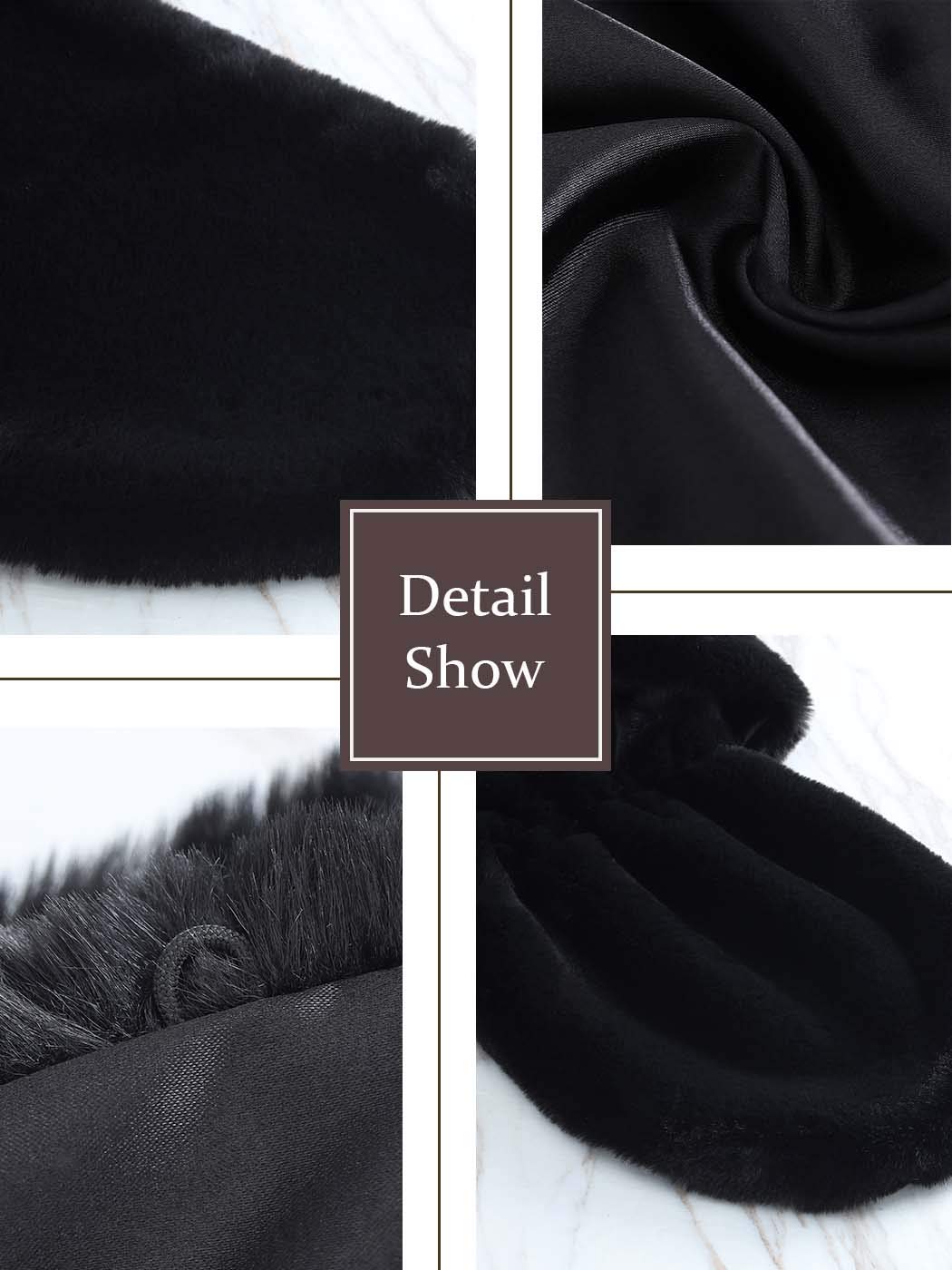 EVILD Bridal Faux Fur Shawls Wraps Wedding Fur Stole Scarf Sleeveless Fur Shrug Luxury Fur Coat for Brides and Bridesmaids(Black)