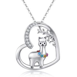 justkidstoy llama necklace jewelry sterling silver cute animal alpaca pendant necklace birthday gifts for women