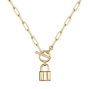 turandoss lock necklace, 14k gold plated padlock necklace dainty link chain lock pendant necklace mini lock choker necklaces for women