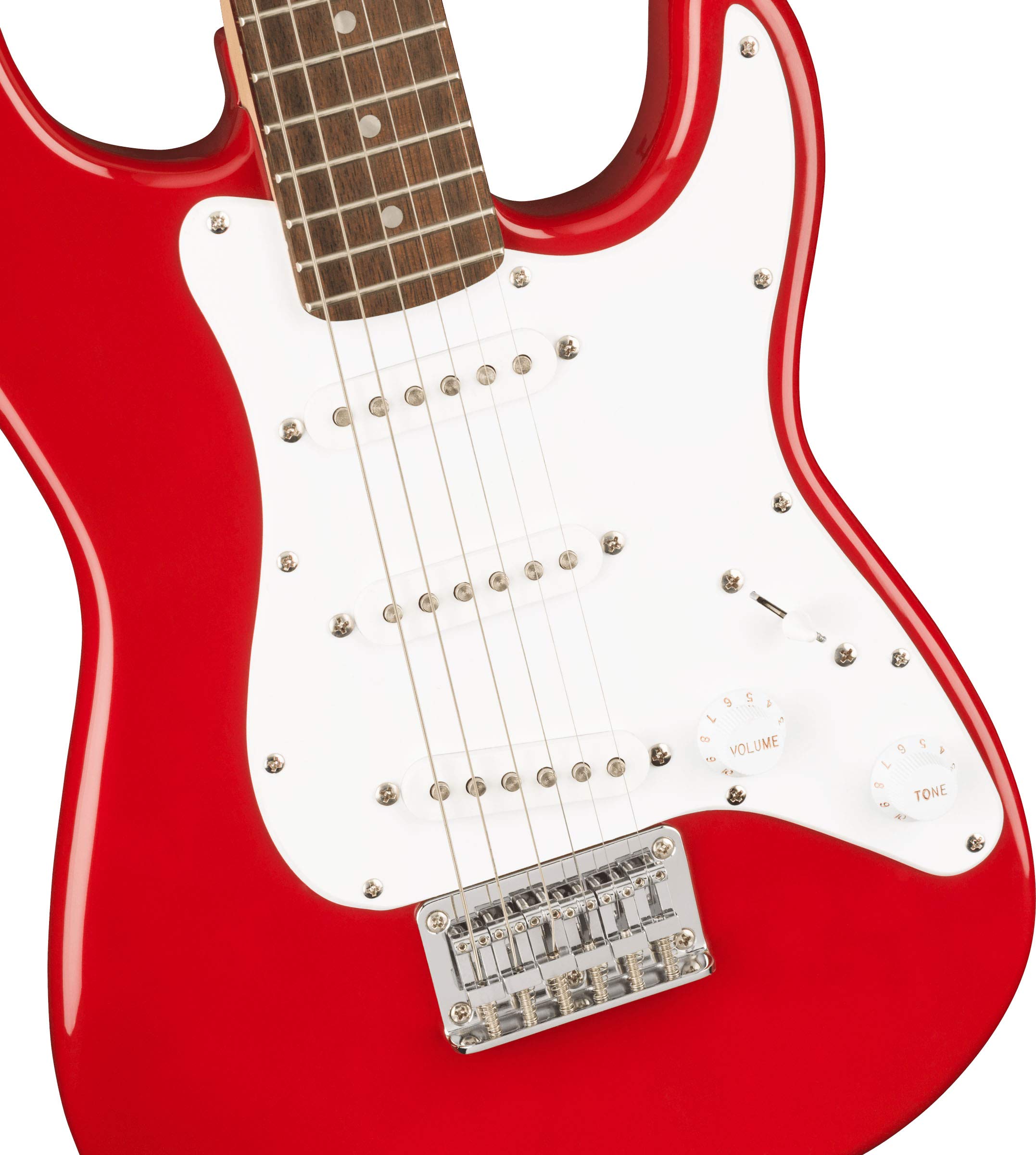 Fender Squier 3/4 Size Kids Mini Stratocaster Electric Guitar Learn-to-Play Bundle with Amp, Cable, Tuner, Strap, Picks, Fender Play Online Lessons, and Austin Bazaar Instructional DVD - Dakota Red