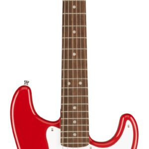 Fender Squier 3/4 Size Kids Mini Stratocaster Electric Guitar Learn-to-Play Bundle with Amp, Cable, Tuner, Strap, Picks, Fender Play Online Lessons, and Austin Bazaar Instructional DVD - Dakota Red