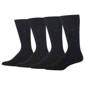 Chaps mens Pattern and Solid Assorted Dress Crew (4 Pack) Sock, Diamond (Black), 6 US