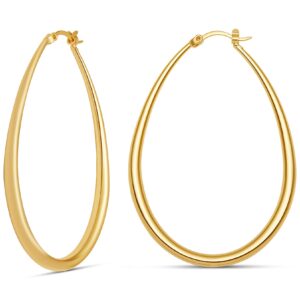 milla oval hoop earrings - 14k gold plated, rose gold plated and sterling silver plated hoop earrings for women - hypoallergenic & lightweight (14k gold plated / 55 mm / 2.2 inches)