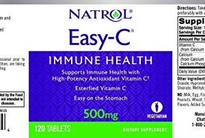 Natrol Easy-C Immune Health, Dietary Supplement, Supports Immune Health with High-Potency Antioxidant Vitamin C, Tablets, 500 mg, 120 Count