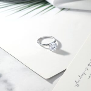 14K White Gold Forever Brilliant Moissanite from Charles & Colvard Solitaire Engagement Ring For Women (1.90 Cttw, Round 8MM, Available in size 5, 6, 7, 8, 9)