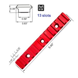 Gotical 13 Slots Picatinny Rail keymod Lightweight Aluminum Red Rail for Handguard System with Allen Wrench - 2 Pieces (Red)