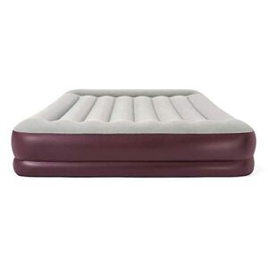 bestway pavillo tritech inflatable queen air mattress indoor or outdoor bed with electric pump, tight sealing plug, and storage bag, maroon