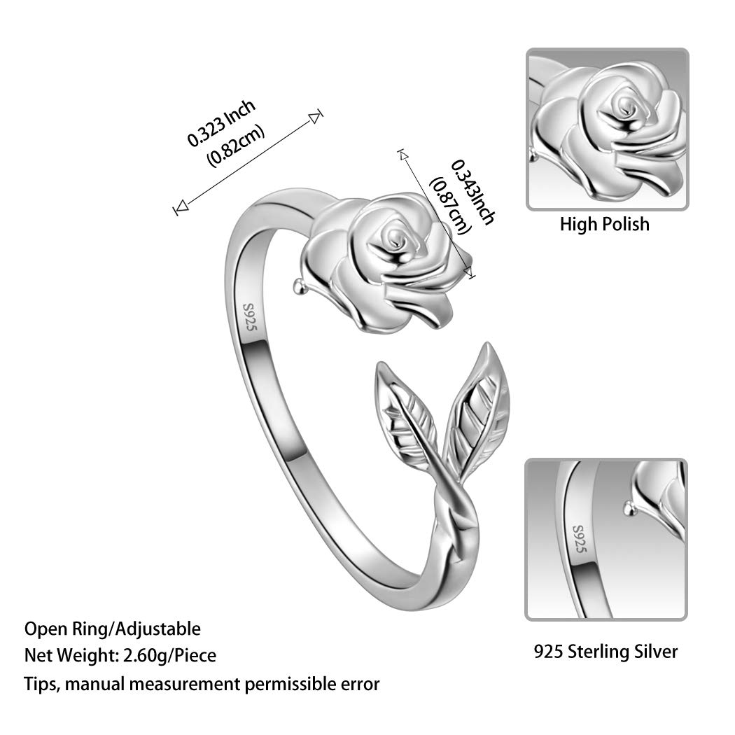 Adjustable Rose Flower Ring for Women s Princess Wedding Engagement Band Elegant Rose Ring Wedding Jewelry FR0019W