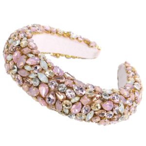 HAIMEIKANG Rhinestone Headband Handmade Baroque Crystal Soft Velvet Padded Headband Bridal Elegant Wedding Wide Headwear Accessories For Women and Girl (New)