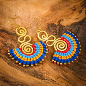 Boho Dangling Earrings for Women and Teen Girls - Handmade Cute Jewelry for a Trendy or Hippie Look, Mexican Fun Earrings for Green, Blue, Black or Red Outfits, Gold Earrings, Gift