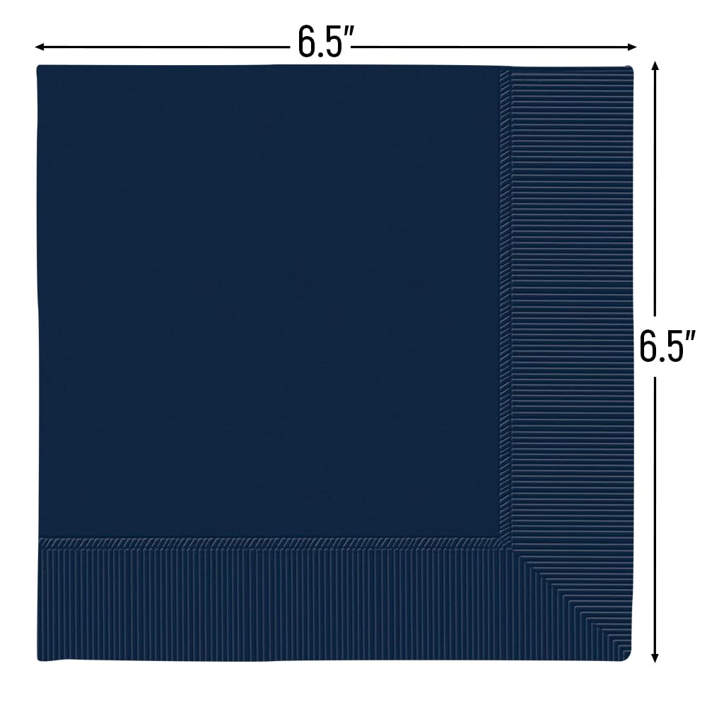 Navy Blue 2-Ply Lunch Paper Napkins - 6.5" x 6.5" (Pack of 40) - Luxurious & Absorbent, Perfect for Parties & Events