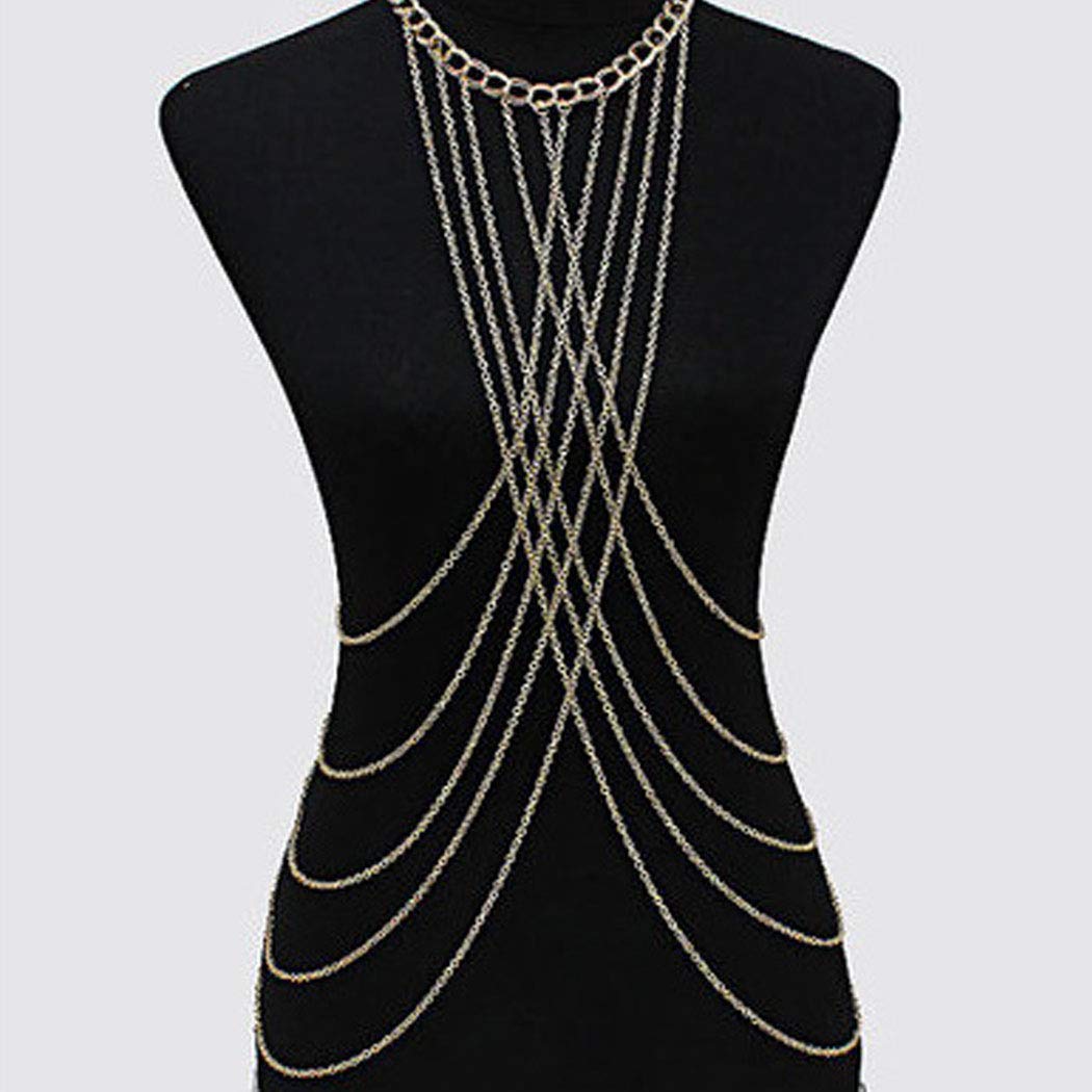 Chicque Sexy Body Chains Gold Belly Waist Chain Layered Bikini Body Jewelry Party Body Accessory for Women and Girls